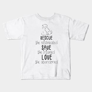 RESCUE SAVE LOVE (in black) Kids T-Shirt